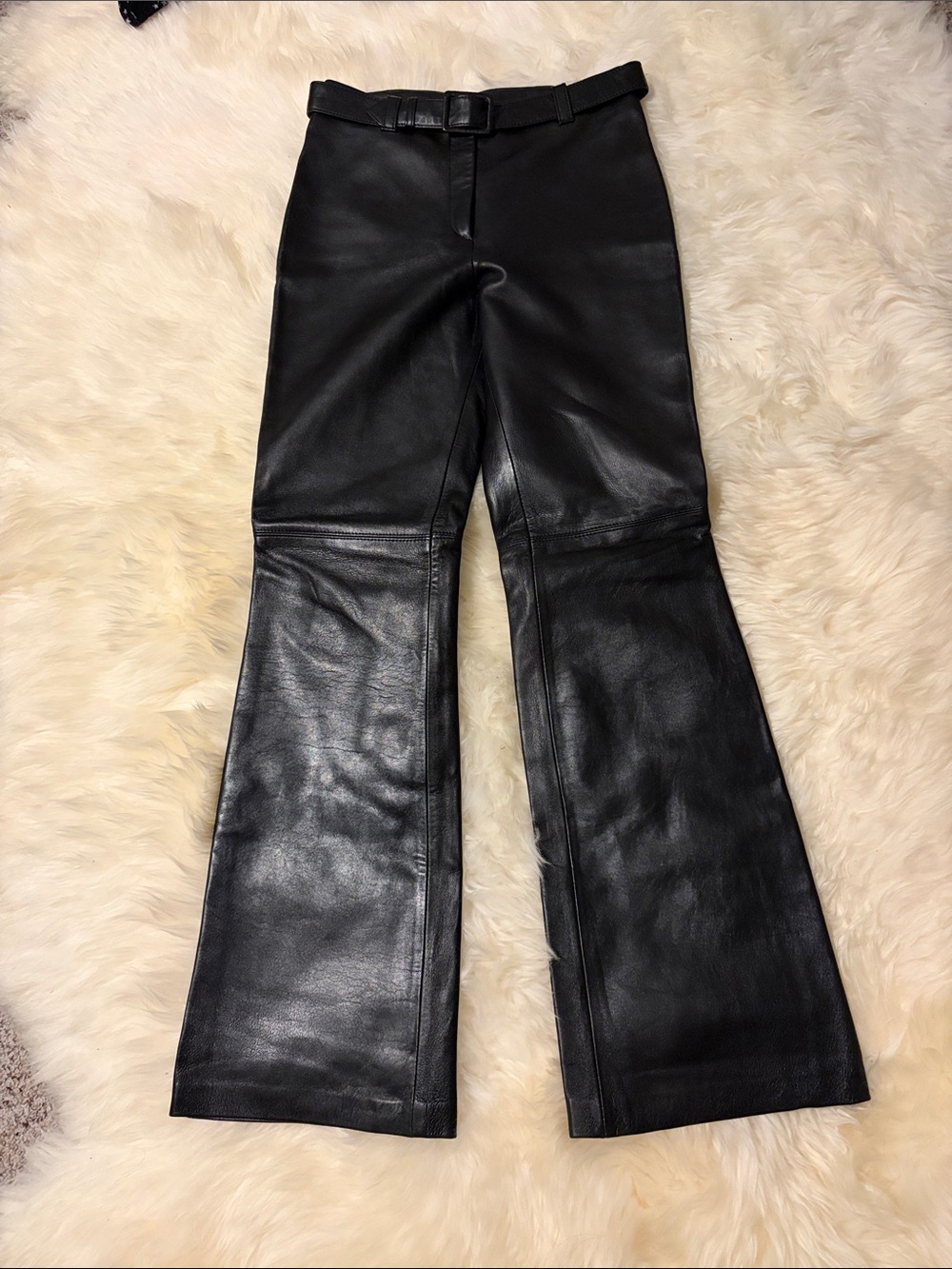 Beautiful Women's Black Leather Flared pants